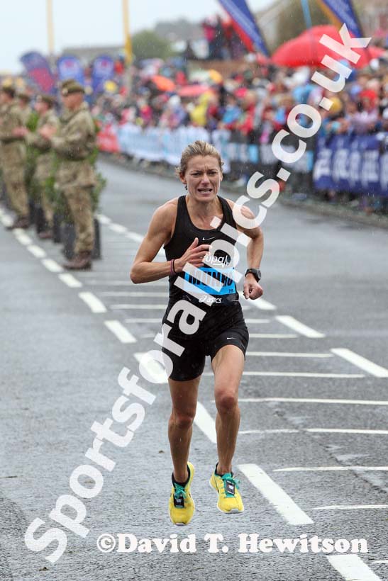 Pauline Munro finishing the BUPA Great North Run.